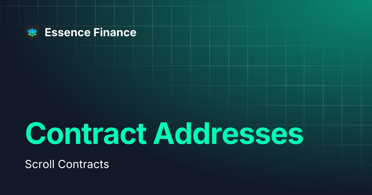 Contract Addresses | Essence Finance